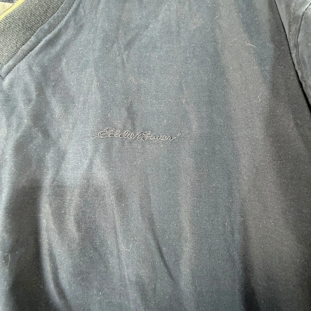 Eddie‎ Bauer Golf Mens Large Tall Navy Blue V-Neck Windbreaker Pullover Sweater